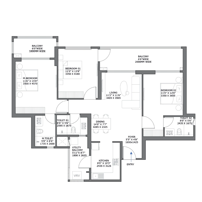4 BHK Type 1 Floor Plan of M3M AMG Residences Sector 58 Gurgaon